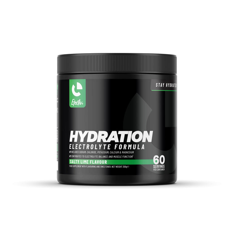 Efectiv Hydration Electrolytes Powder - 300g, 60 Servings - Vegan Electrolyte Powder with Key Minerals - Calcium, Magnesium, Potassium, Sodium - Zero Sugar Electrolytes (300g, Salty Lime)