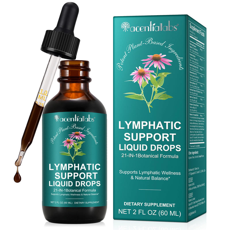 Lymphatic Drainage Drops,21-in-1 Herbal Formula for Liposomal Lymphatic Support & Immune System Detox Supplement–60ML for Daily Lymph Cleanse & Immunity 60ML