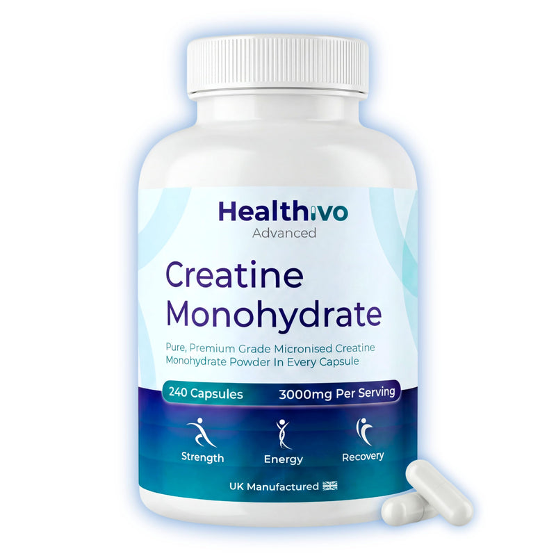 Creatine Monohydrate Capsules, 240 Tablets, 3000mg, UK Made | Micronized Creatine Capsules, Pure Creatine Tablets, Vegan Creatine for Women and Men, 60 Servings, Gluten Free