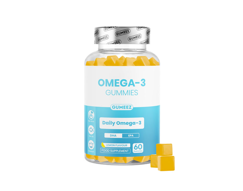 Omega 3 Gummies with DHA & EPA – Heart, Brain & Eye Health Support – Fish Oil Omega 3 Supplement – Chewable Alternative to Omega 3 Capsules – Delicious Lemon Flavour – 60 Gummies