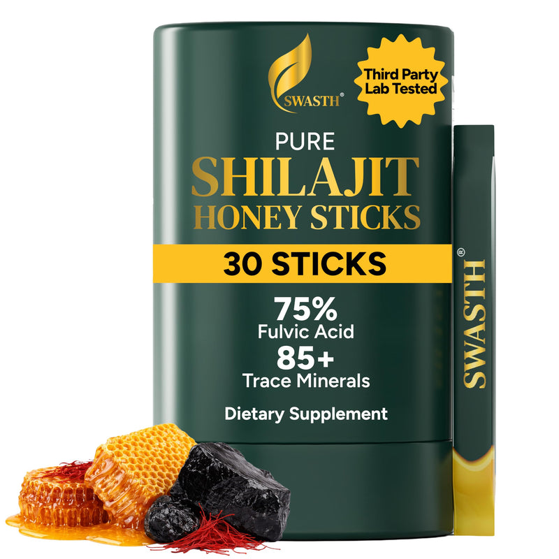 Shilajit Honey Sticks 30 Pack - Pure Himalayan Shilajit Resin with Saffron & Natural Honey | 75% Fulvic Acid, 85+ Trace Minerals | Individually Wrapped | Energy & Vitality for Men & Women Shilajit Honey Sticks