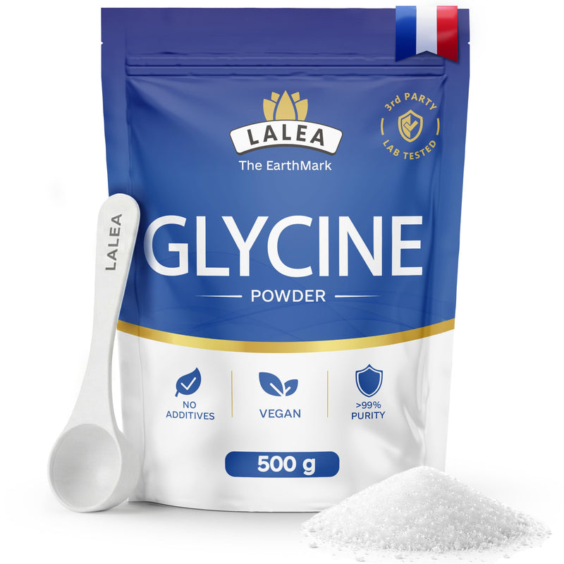 LALEA Pure Glycine Powder 500g – 100% Pure L-Glycine Amino Acid Supplement – Vegan, No Additives, Highly Soluble – Supports Sleep, Muscle Recovery & Collagen Production