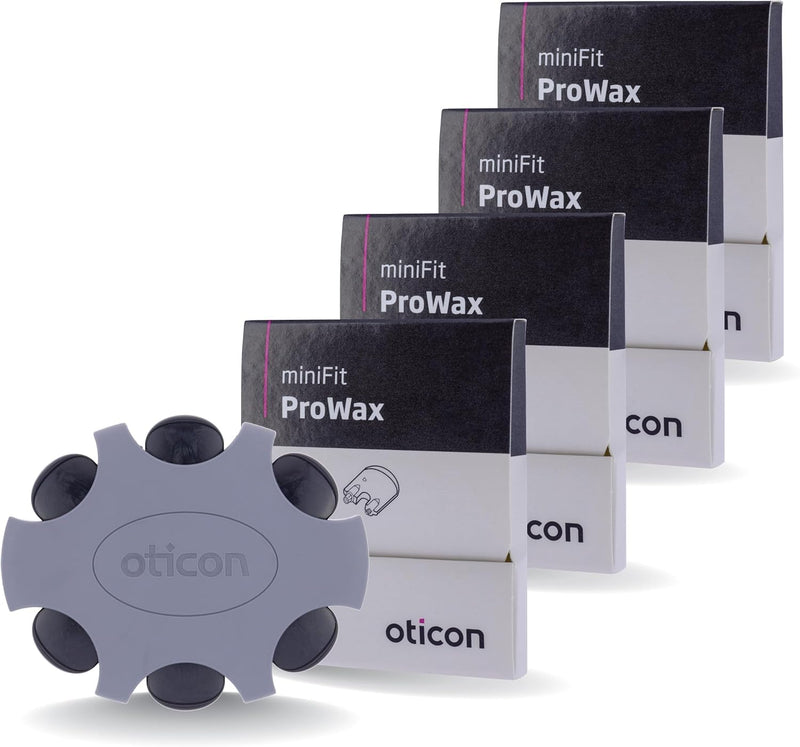 Genuine Oticon ProWax miniFit Wax Guards – OEM Replacement Filters for Oticon Hearing Aids – 4 Packs (24 Total Filters) – Compatible with More, Real, Zircon, Opn S, and Play PX