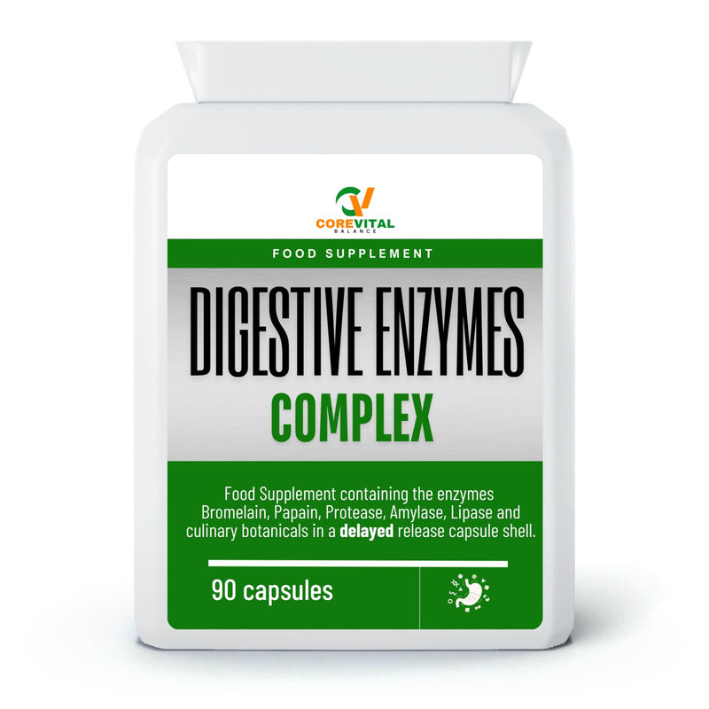 Core Vital Balance Digestive Enzymes Complex with Bromelain, Papain, Protease, Amylase, Lipase, Delayed Release Capsules, 90 Capsules