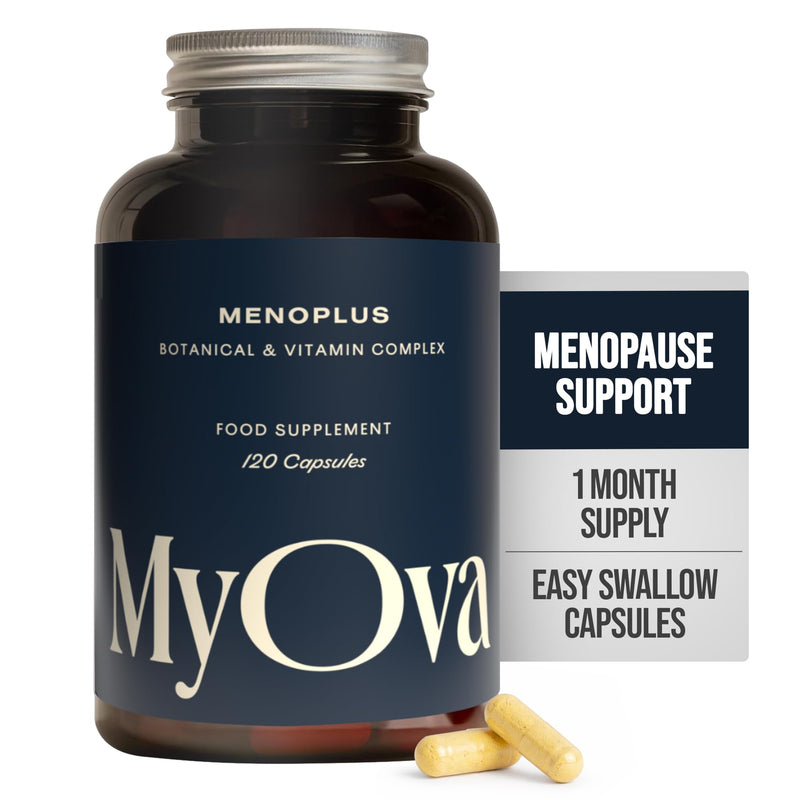 MyOva MenoPlus - The First Menopause Supplement for Women with PCOS - 2000mg Myo-Inositol, 400ug Folic Acid, 10mg Vitamin B6 and 250ug Vitamin B12-120 Vegan Capsules - UK Manufactured