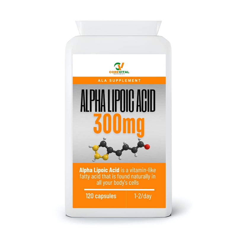 Core Vital Alpha Lipoic Acid 300mg, ALA Supplement, 120 Capsules, Vegan