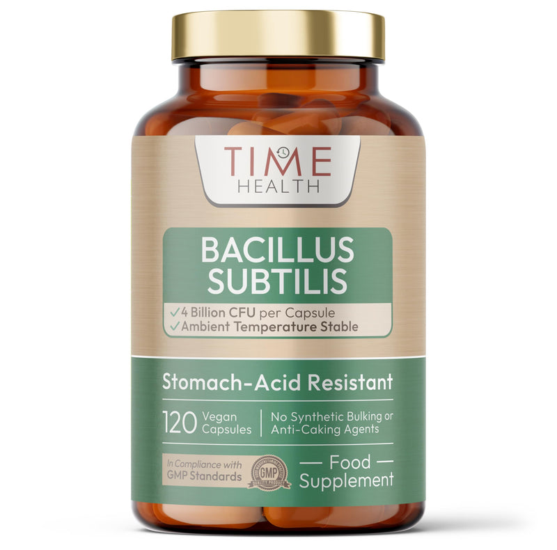 NEW: Bacillus Subtilis – 4 Billion CFU – 120 Capsules – Stomach Acid Resistant – Digestion & Immunity – Vegan – UK Made – GMP Standards