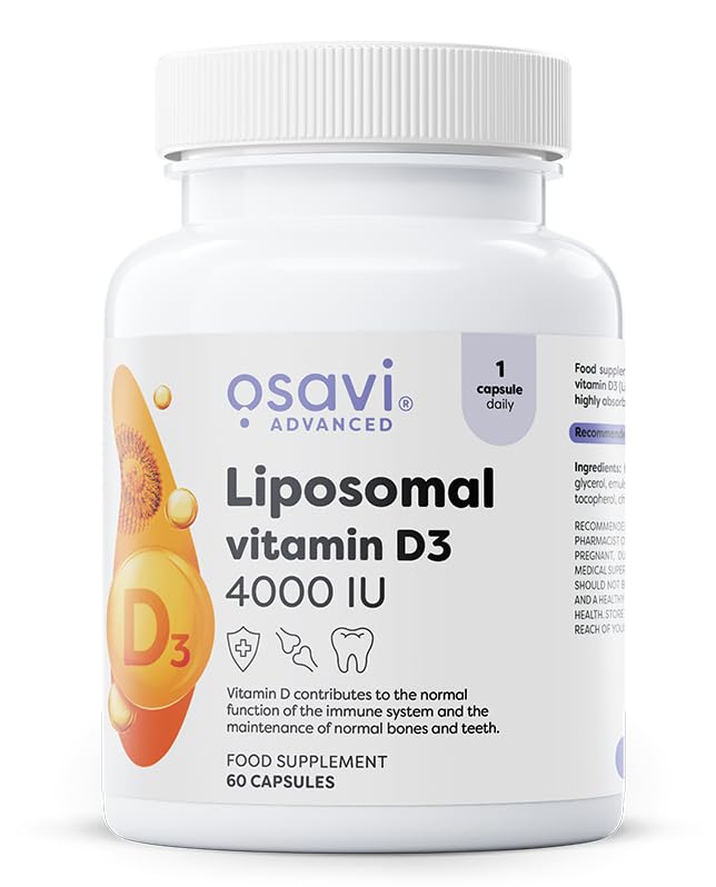 Osavi Liposomal Vitamin D3 4000 IU – 60 Vegan Capsules | Liposovit®-D3 Capsules | High Absorption & Gentle on Stomach | Supports Immune System, Bones, Teeth & Muscle Function
