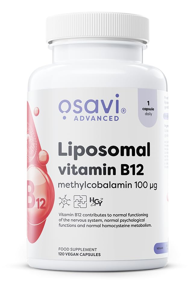 Osavi Liposomal Vitamin B12 100 μg – 120 Vegan Capsules | Liposovit®-B12 Capsules | High Absorption & Gentle on Stomach | Supports Nervous System, Energy & Red Blood Cells 120 count (Pack of 1)