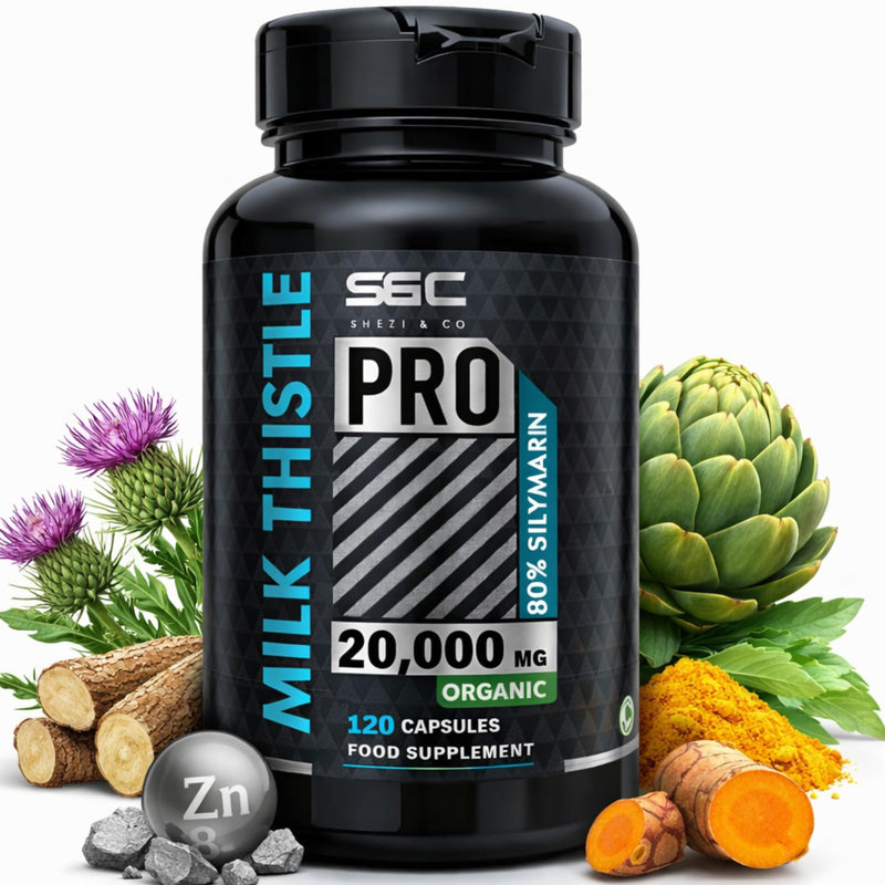 Milk Thistle 20000mg Capsules (120 Day Supply) Milk Thistle High Strength – 80% Silymarin Liver Support Supplement with Dandelion Root, Turmeric, Artichoke, Burdock & Zinc – Pure Vegan Extract