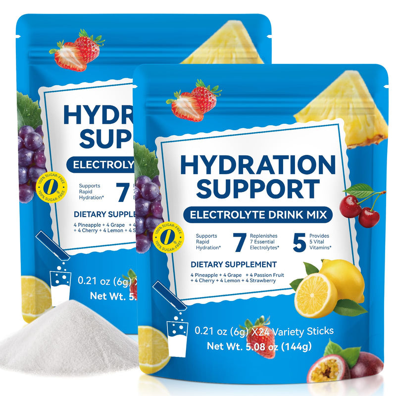 48 Packs Electrolytes Sachets-Electrolyte Powder Sachets Electrolytes Drinks Hydration Nutrition Mixes 5 Liquid Daily IV Recharge for Balance Gut Eye Health, Muscle Comfort, Sugar Free (2 Pack) 2 Pack