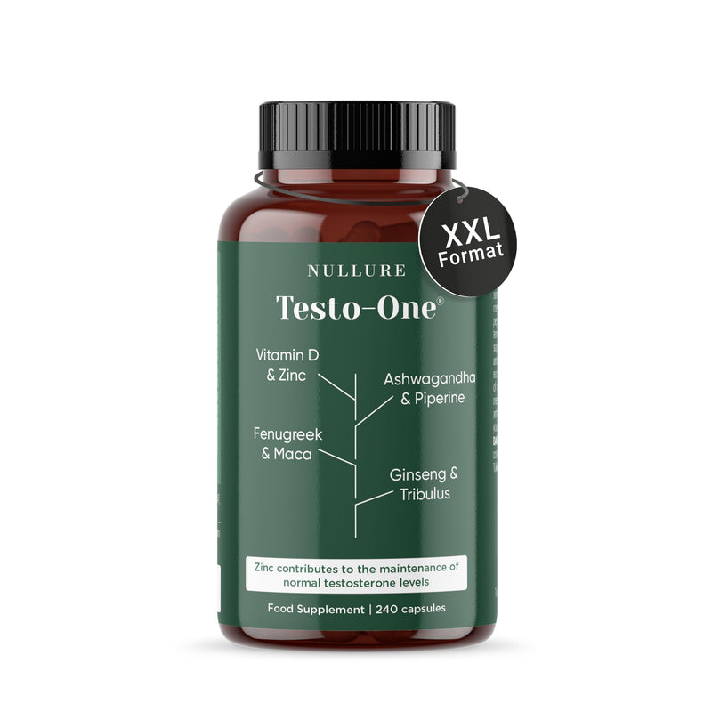 Nullure Testo-One | Tribulus Maca Ashwagandha | Third-Party Tested in Germany | Vegan & No additives I Mens Health Supplements for Men | 240 Caps (4 Months) I Made in Barcelona 240 count (Pack of 1)