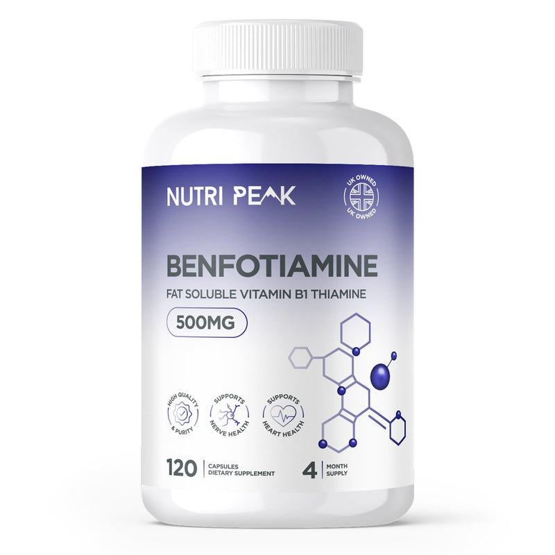 Max Strength Benfotiamine | 500MG | 120 Capsules | 4 Month Supply | Thiamine Supplement| Heart & Kidney Support | Antioxidant | Vitamin B1 | Non GMO & Gluten Free | Vegan