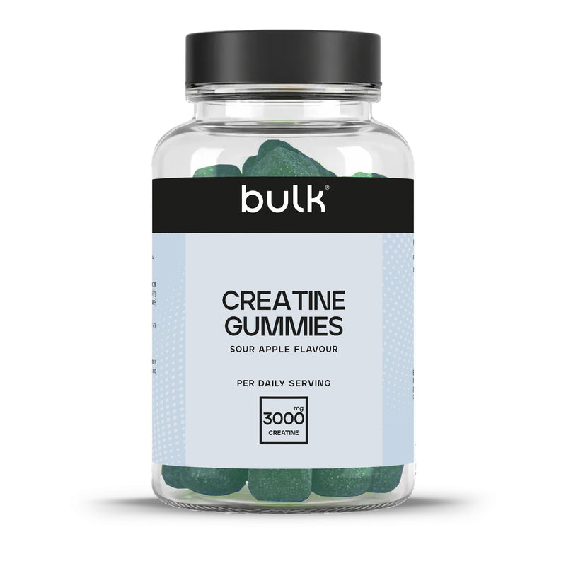 Bulk Creatine Gummies | 3000mg Creatine Monohydrate per Serving | 60 Sour Apple Flavour Gummies | Convenient & Easy to Take Daily | Vegan Pre & Post Workout Supplement
