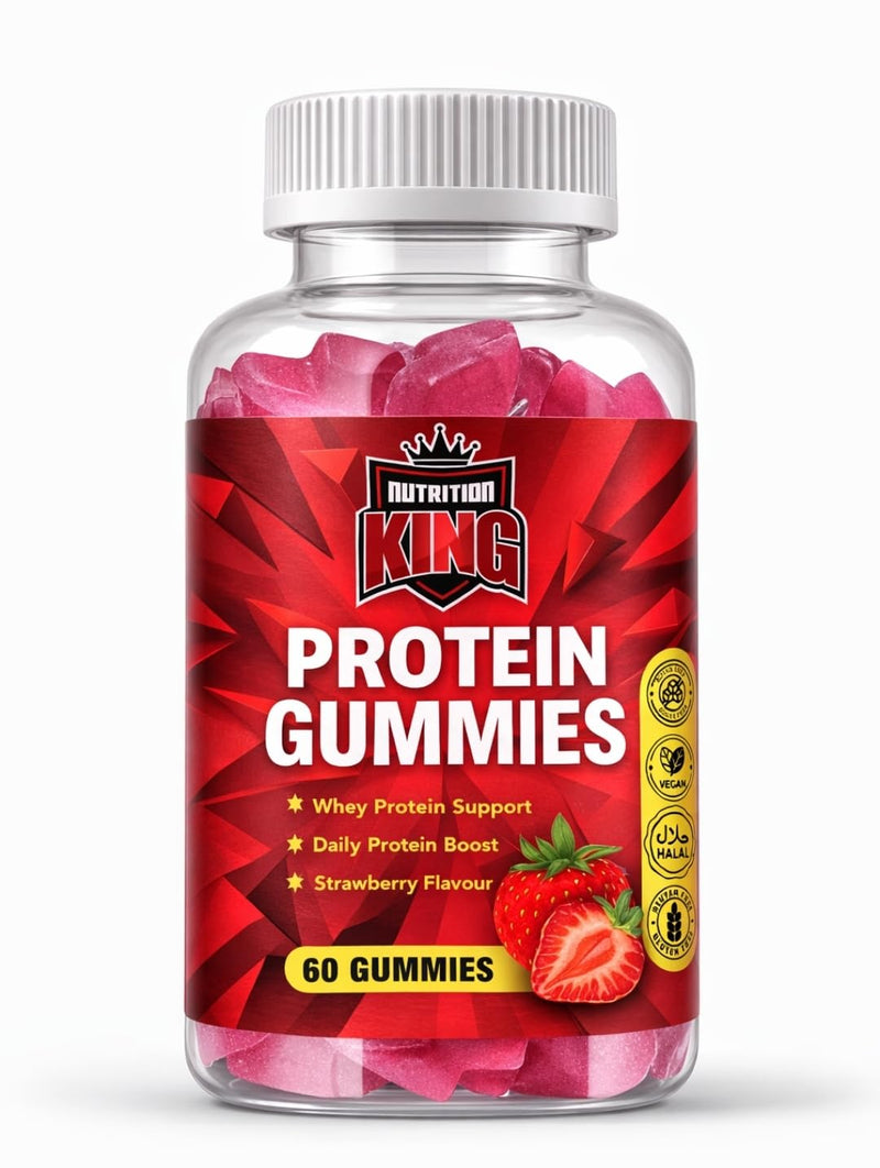 Protein Gummies Strawberry Flavour – 60 Gummies | Whey Protein Supplement with Vitamin B12, B6, Biotin & Hyaluronic Acid | High Protein Vitamin Gummies |