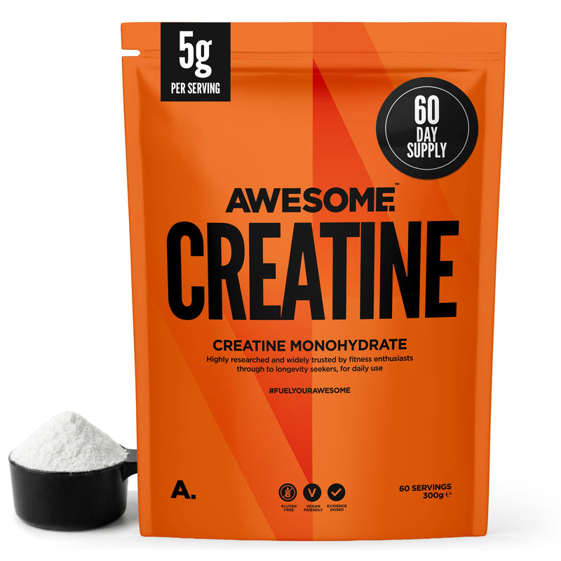 Awesome Creatine Monohydrate Powder – 5g Per Serving – Supports Strength, High-Intensity Performance & Lean Mass with Resistance Training – Unflavoured – 300g (60 Servings)