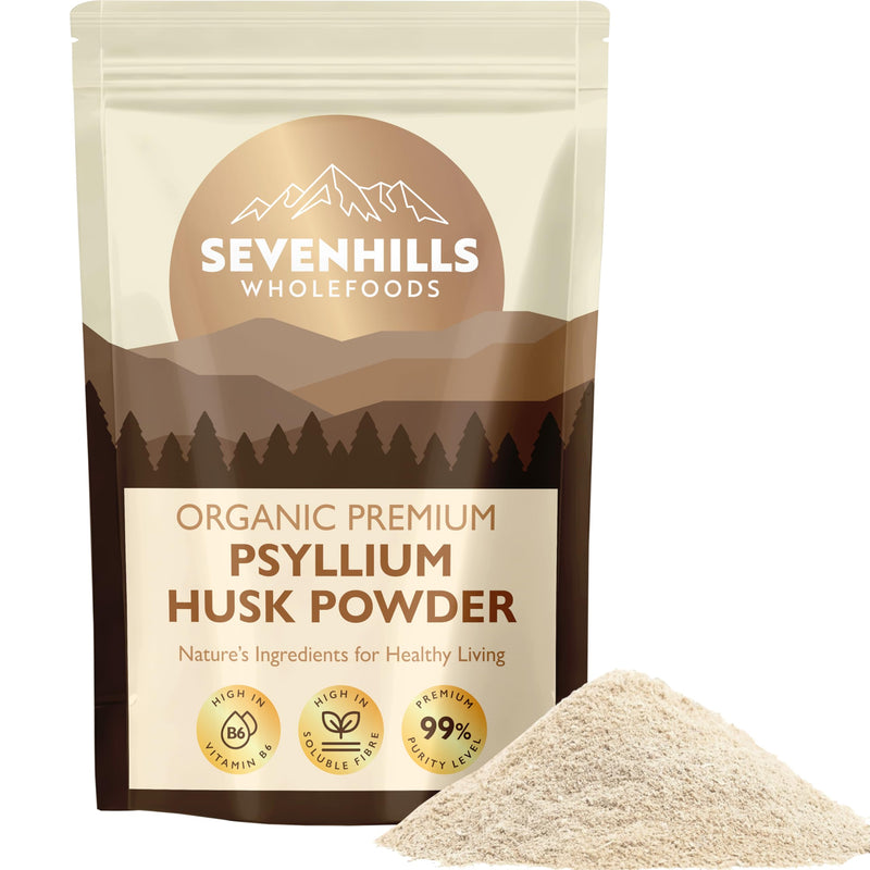 Sevenhills Wholefoods Organic Premium Psyllium Husk Powder 400g - 99% Purity - High in Soluble Fibre for Natural Fullness & Digestive Support & B6 for Energy Metabolism- Ideal for Baking & Cooking