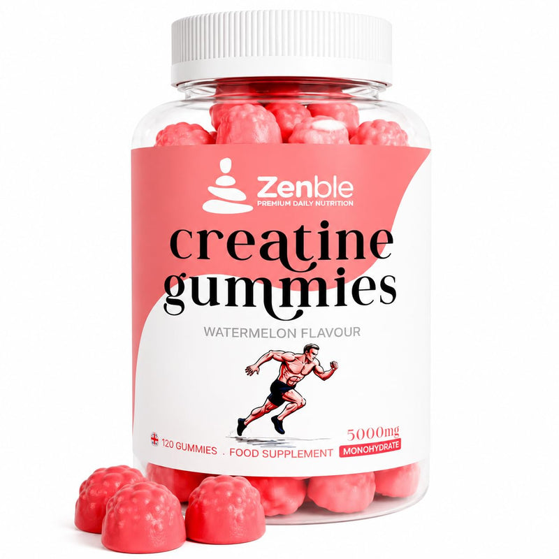 Creatine Gummies 5000mg | Creatine Monohydrate Gummies | 120 Sugar Free Vegan Creatine Gummies | Watermelon Flavour, 30 Day Supply, Pre Workout & Post Workout Gummies for Men & Women