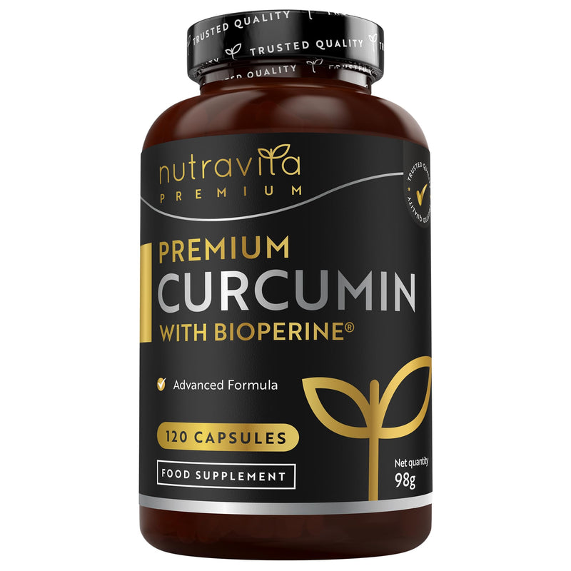 Nutravita Premium Curcumin 95% Curcuminoids with Bioperine® Black Pepper Extract - 120 High Strength Vegan Curcumin Capsules - Turmeric Tablets Alterative - Turmeric Supplement to Enhance Absorption 500mg Circumin + 2mg Bioperine