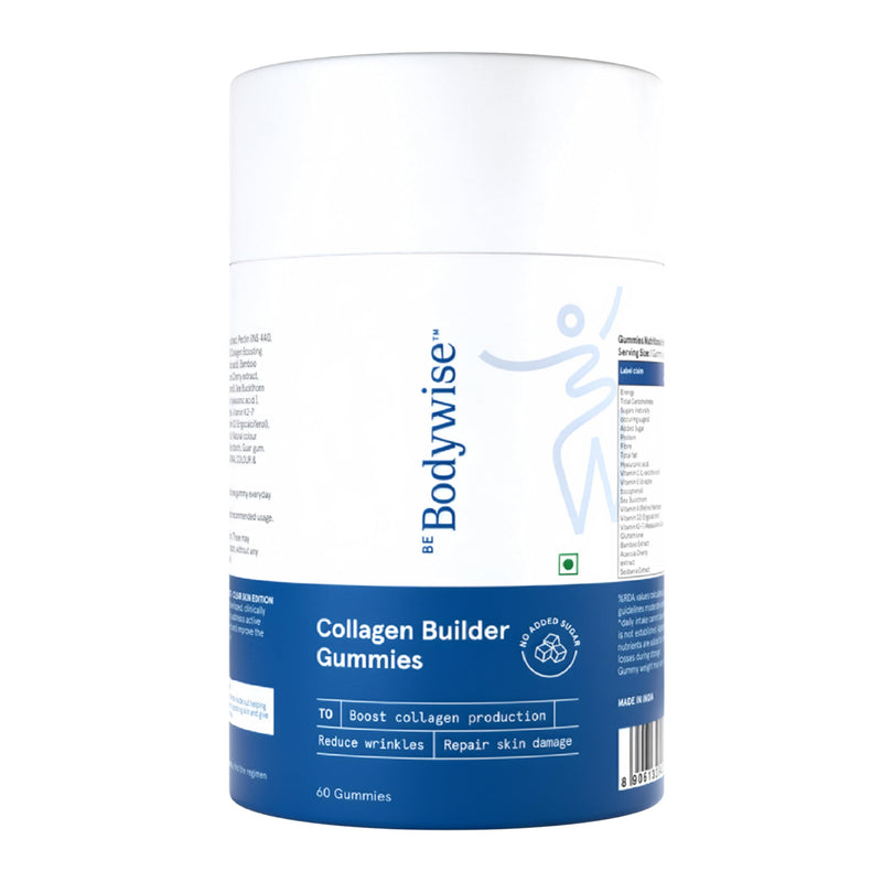Be Bodywise Collagen Hair Gummies with Vitamins A, C, E for Skin, Hair and Nails, 60 Gummies
