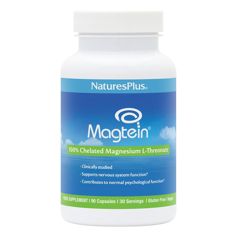 NaturesPlus Magtein Magnesium L-Threonate- High Strength, Calm, Mood, Memory, Focus, Cognitive - Vegan, Non-GMO, Gluten-Free - 90 Capsules