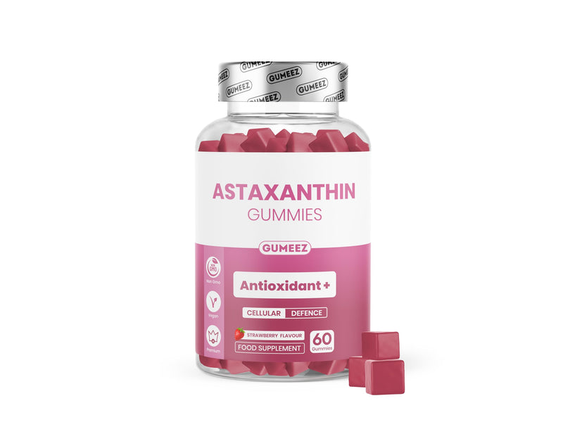 Astaxanthin Gummies 12mg High Strength – Antioxidant Supplement, Cellular Defence Support, Vegan, Non-GMO, Strawberry Flavour, 60 Gummies