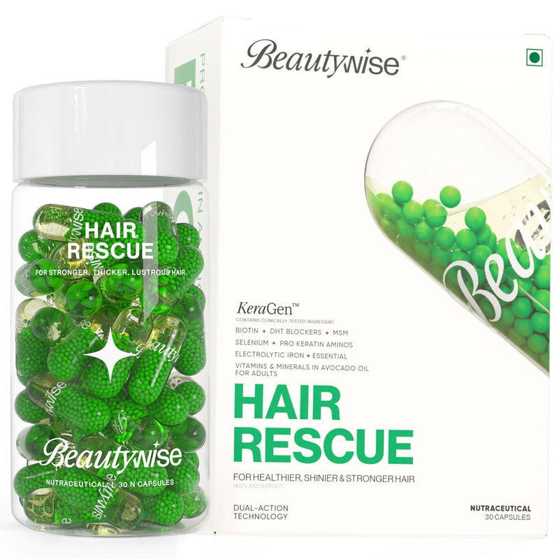 Beautywiseshop Hair Rescue Capsules | Biotin, Pro Keratin Amino Acids & DHT Blocker Blend | Supports Hair Strength & Thickness | Dual Action Hair Care Supplement for Men & Women 30 count (Pack of 1)