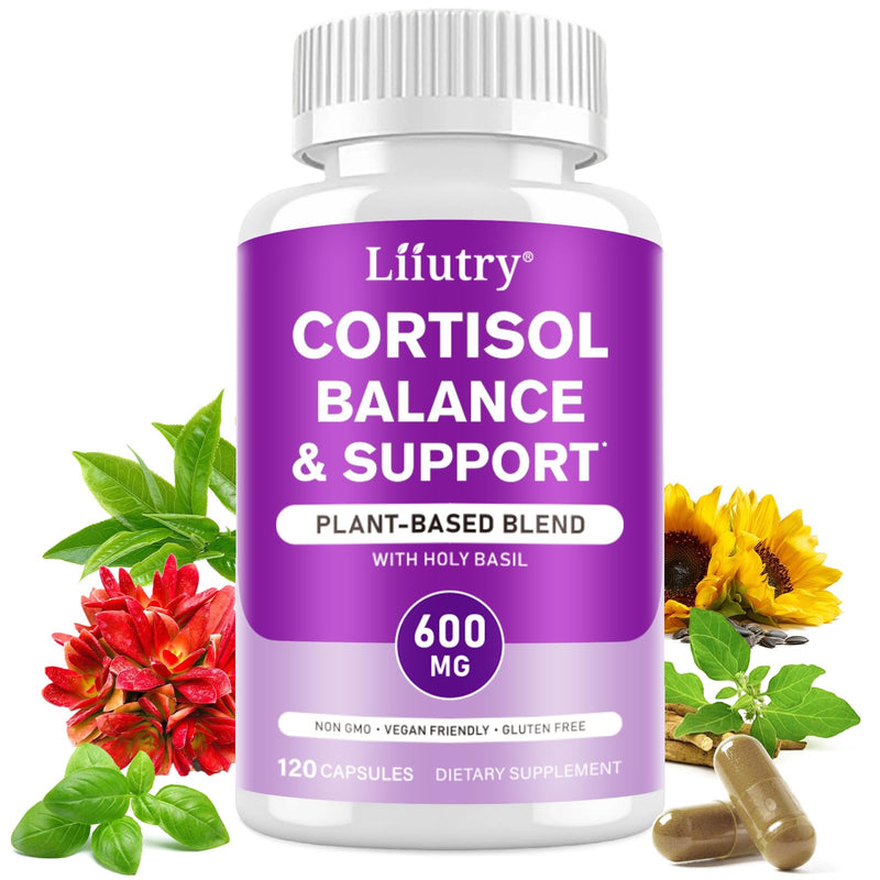 Cortisol Supplements for Women and Men, Balance Cortisol & Support Relaxation for Sleep, Mood & Focus Supplement, Non-GMO, Vegan Friendly – 120 Capsules