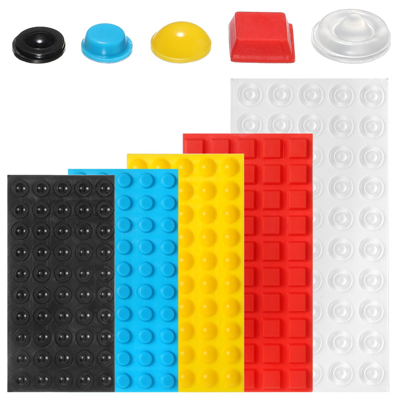 250pcs Bump Dots for Visually Impaired, Assorted Sizes Low Vision Aids Braille Stickers Blind People Tactile Aids Braille Bump Dot Sticker for Blind, Elderly (Transparent, Red, Yellow, Black, Blue)