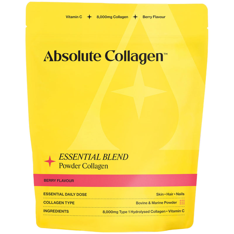 Absolute Collagen Essential Blend Halal Powder Collagen | Berry Flavour | 8000mg Collagen (5000mg Bovine & 3000mg Marine) | 60mg Vitamin C | Supports Hair, Nail & Skin Health | 4 Week Supply