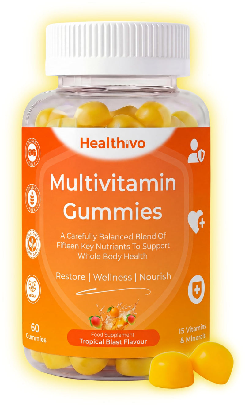 Multivitamin Gummies Women & Men, 60 Vegan Gummies, Sugar Free | Adult Multivitamin Gummies, 15-in-1 Multivitamins and Minerals, Chewable, Multi Vitamin Gummies Mango Flavour, 1 Month Supply