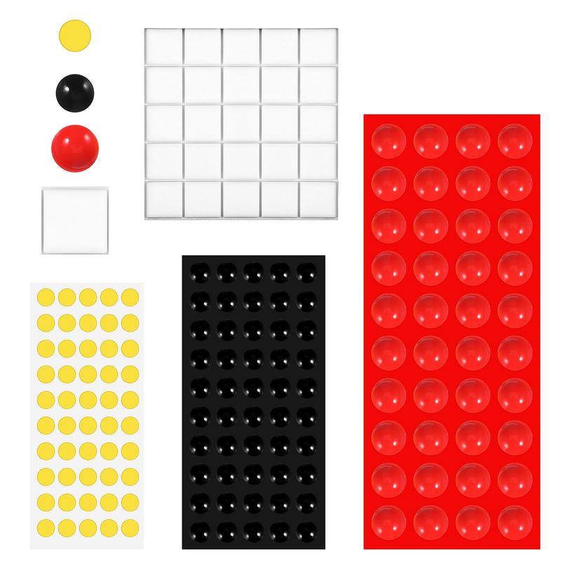165Pcs Bump Dots for Visually Impaired, Assorted Sizes Adhesive Low Vision Aids Braille Stickers Silicone Raised Tactile Dots for Blind & Elderly (Red, Yellow, Black, White)