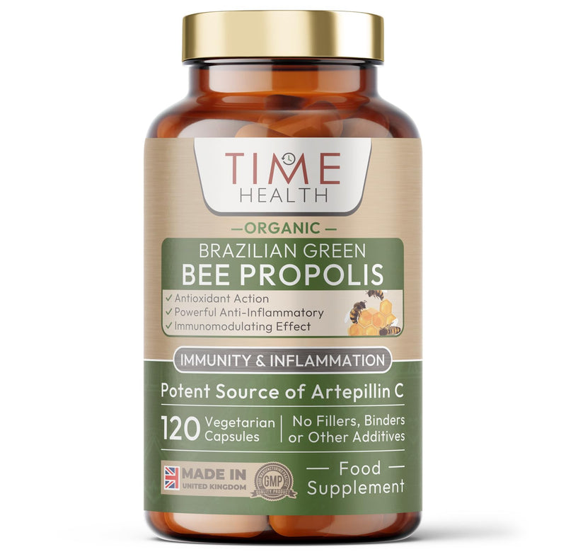 Organic Bee Propolis – High Strength 4:1 Extract – 1000mg – Powerful Antioxidant – Immunity & Inflammation Support – GMP – UK Made Supplement – Zero Additives (120 Count (Pack of 1)) 60 count (Pack of 1)
