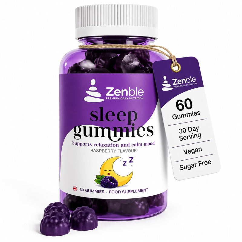 Natural Sleep Support for Men & Women – Supports Calm Mood, Relaxation & Restful Sleep – 60 Vegan Gummies - with L-theanine, Chamomile Extract, Lemon Balm Extract, Glycine and Vitamin B6