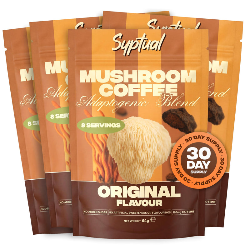 Original Mushroom Coffee - Lion's Mane, Cordyceps & Chaga 10:1 Extracts - Arabica Coffee with Ashwagandha, Maca & Guarana - Coffee Alternative for Focus & Gut Health - 256g (32 Servings)