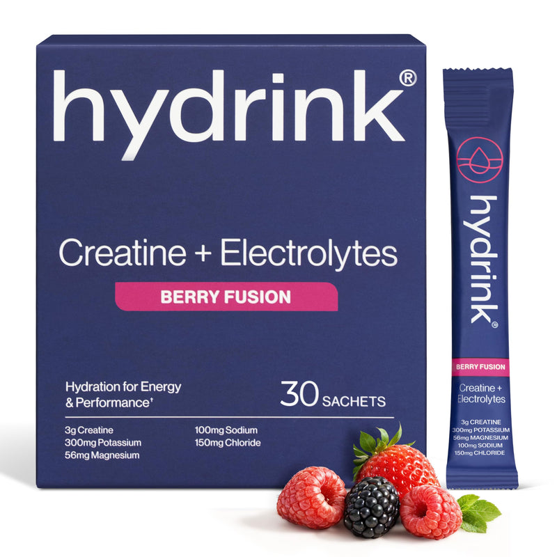 Creatine & Electrolytes Sachets (30 Pack) | Electrolyte Drinks Mix for Energy & Daily Performance | Berry Fusion | Travel Friendly Hydration Sachets 30 sachets