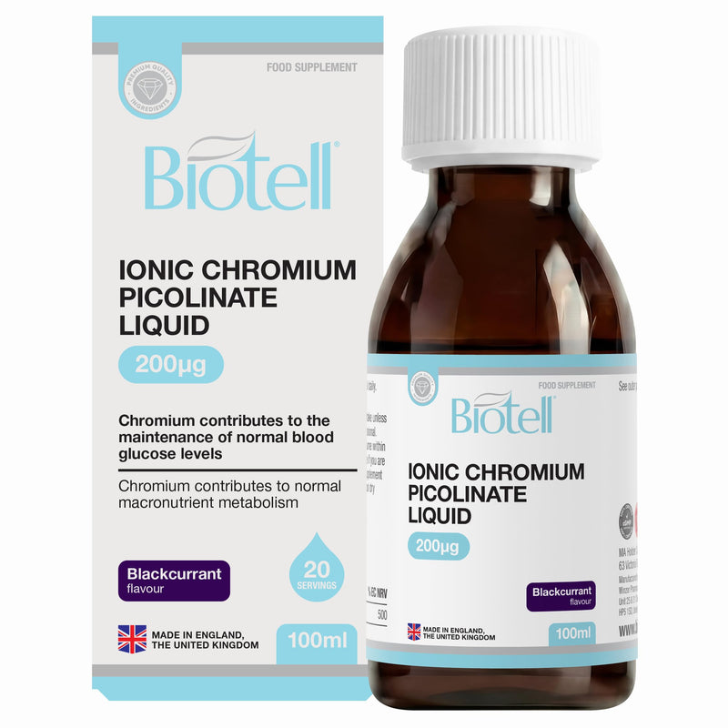 Chromium Picolinate Liquid 200µg (100ml) – High Strength Liquid Chromium Supplement – Supports Blood Sugar Balance & Metabolism – Fast Absorbing Chromium Drops, Vegan – 20 Day Supply