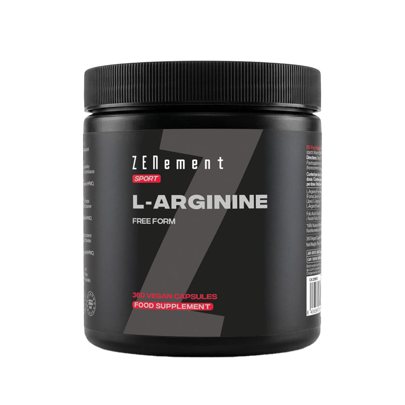 L-Arginine 5600mg Daily Dose Free Form – with Vitamin B9 – 100% Pure Amino Acid – 360 Vegan Capsules – Zenement