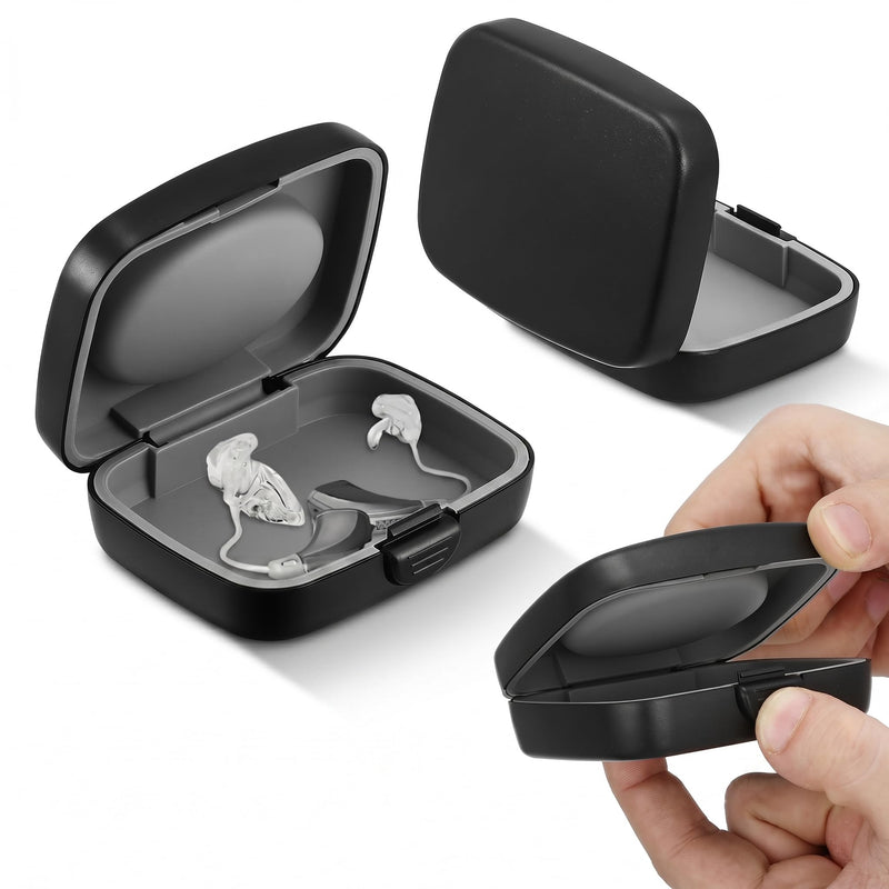 TOYANDONA Hearing Aid Case - Hearing Aid Protection Storage Box, Portable Compact Carrying Box, Shockproof & Water-resistant Organizer for Seniors And Active Users Daily & Travel Use