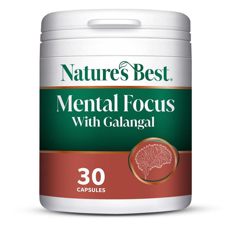 Nature’s Best Mental Focus Supplement - Fast-Acting Caffeine-Free Clarity with Galangal, Pantothenic Acid & Iodine - Energy, Mental Performance & Cognitive Support - 30 Capsules (1 Month Supply)