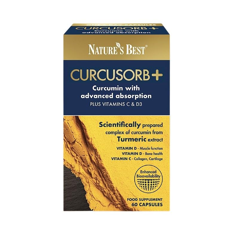 Nature’s Best Curcusorb+ - Highly Absorbable Curcumin Complex with Vitamin D3 & Vitamin C - Joint, Muscle, Cartilage & Immune Support - 60 Capsules (2 Month Supply)