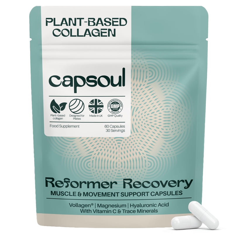 Capsoul Reformer Collagen for Women - Muscle Recovery Supplements with Magnesium, Hyaluronic Acid & Vitamin C - Pilates Movement Formula for Post Workout & Joint Support - 60 Vegan Capsules