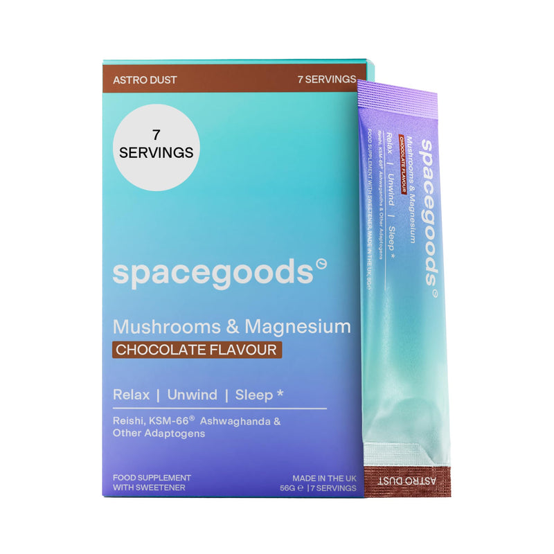 Spacegoods Astro Dust 7 Day Sachet Pack | Contains Magnesium and Ashwagandha, Relax Unwind & Sleep Deeply, Soothe Body & Mind, Chocolate Flavour