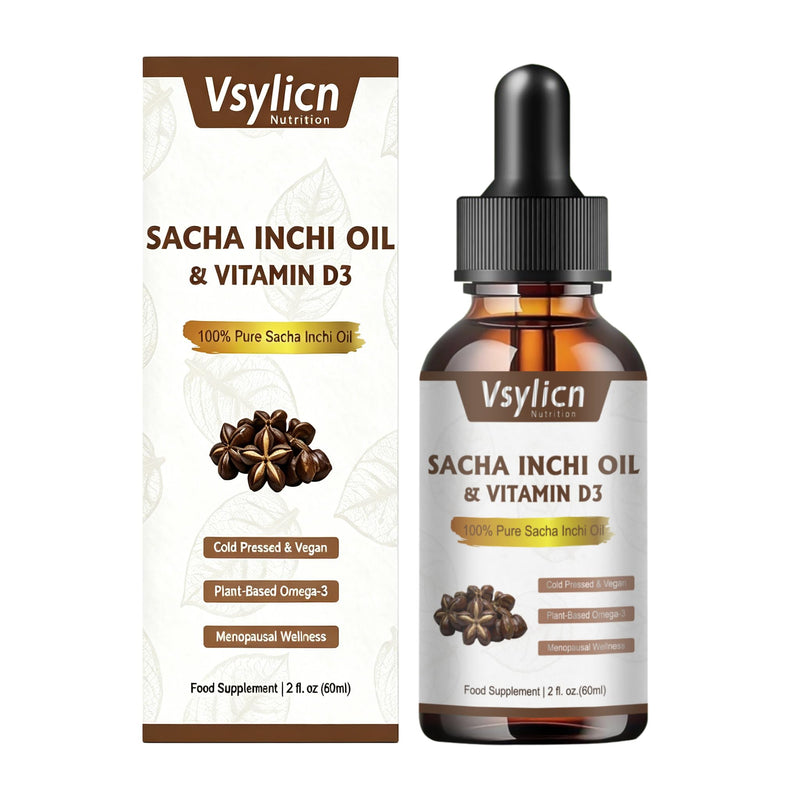 Omega 3 High Strength + Vitamin D3 & Sacha Inchi Oil 2000mg for Joint Care | Max Strength Omega-3 Fish Oil for Heart & Brain, Advanced Joint Support Supplement, Digestive & Energy Support, Vegan 60ml