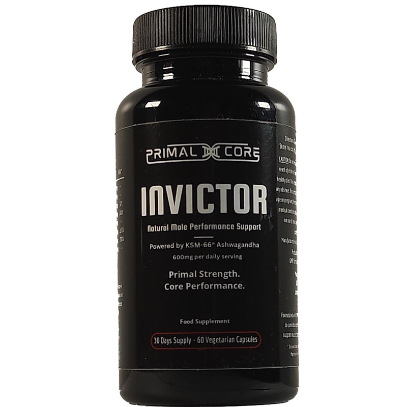 Primal Core Invictor – Men’s Vitality & Performance Supplement – KSM-66® Ashwagandha, Fenugreek, Zinc & Vitamin D3 – 60 Capsules