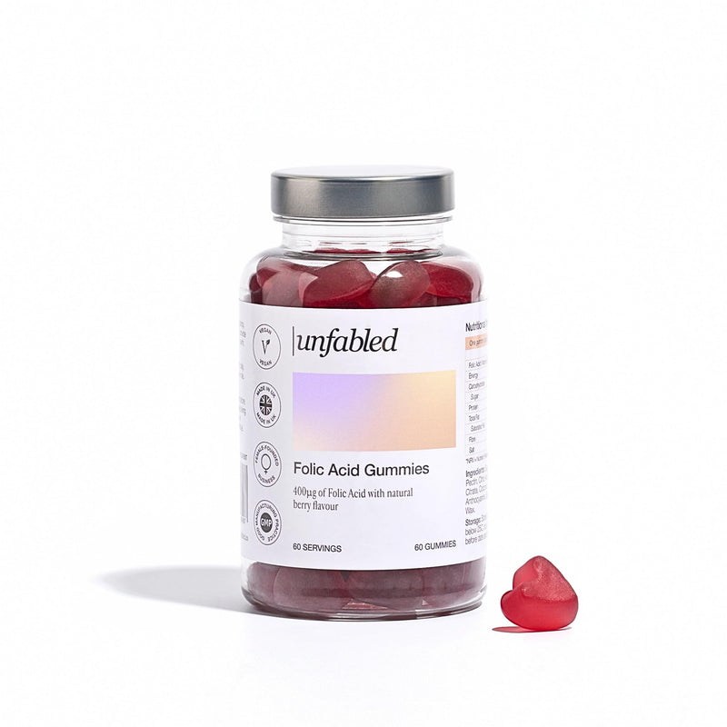 Unfabled Folic Acid Gummies for Women, 60 Berry Gummies, 400µg Folic Acid (Vitamin B9), Contributes to Normal Maternal Folate Status, Preconception Supplement, NHS Recommended Dose