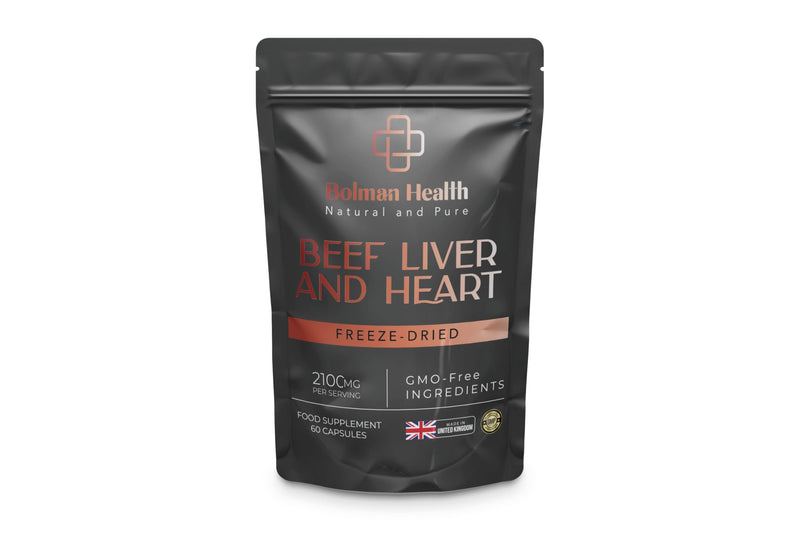Grass-Fed Beef Liver & Heart Capsules | 2100mg Per Serving | Freeze-Dried Bovine Organ Supplement | Supports Energy, Stamina & Vitality | 60 Capsules | Non-GMO | Gluten-Free