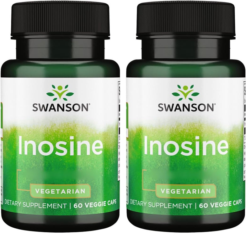 Swanson Inosine, 500mg, 60 Vegan Capsules, High Strength, Vegetarian, Soy-Free, Gluten-Free, Non-GMO (Pack of 2) 60 count (Pack of 2)