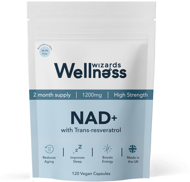 NAD+ 1200MG with Trans Resveratrol | 120 Vegan Capsules | No Fillers, Binders or Additives | Made in The United Kingdom