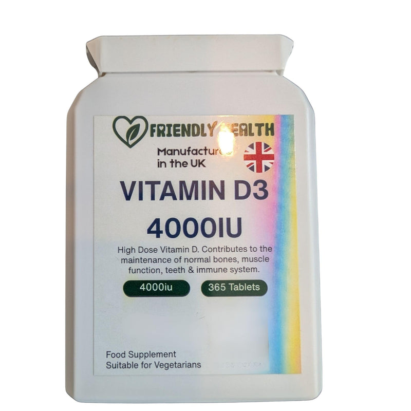 Vitamin D3 4000IU - 365 Day Supply - 365 Tablets - Easy to Swallow 8mm Micro Vitamin D Tablets - Vegetarian Friendly VIT D Supplement - Made in The UK - Gentle Cholecalciferol Form